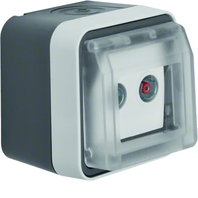 Toma de antena de bucle W.1 R+TV 10dB con tapa, completa IP55, gris