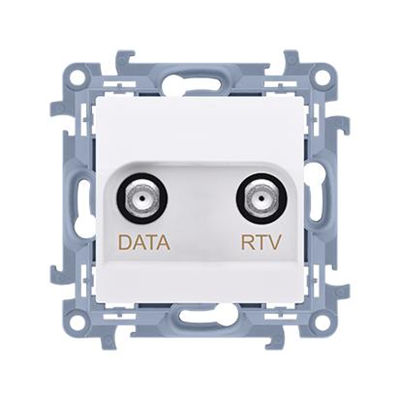 Toma de antena final SIMON 10 RTV-DATA (módulo) 1x Entrada 5÷1000 MHz, Salida 2x "F" (DATA: 5÷1000 MHz) (RTV: 88÷1000 MHz), blanco