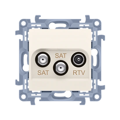 Toma de antena satélite doble SIMON 10 SAT-SAT-RTV crema