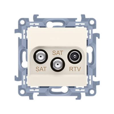 Toma de antena satélite doble SIMON 10 SAT-SAT-RTV crema