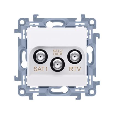 Toma de antena satélite SIMON 10 SAT-SAT-RTV, doble atenuación: 1dB blanco