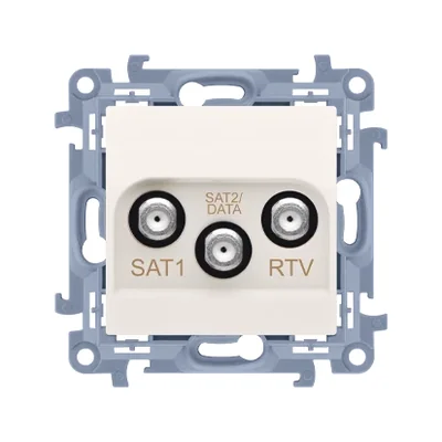 Toma de antena satélite SIMON 10 SAT-SAT-RTV, doble atenuación: 1dB, crema