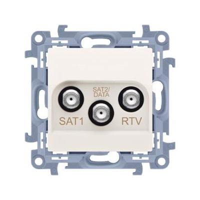 Toma de antena satélite SIMON 10 SAT-SAT-RTV, doble atenuación: 1dB, crema