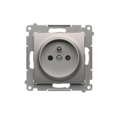 Toma de corriente con puesta a tierra y persianas (módulo) 16A 250V conectores rápidos plata (metálico)