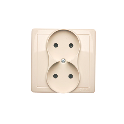 Toma de corriente doble completa 230V, beige