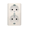 Toma de corriente doble con toma de tierra, tipo Schuko, con obturadores de circuito de corriente, 16A 230V, conectores rápidos color crema