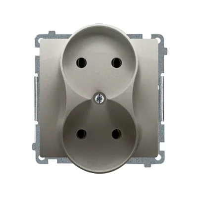 Toma de corriente doble (módulo), 230 V, metal satinado