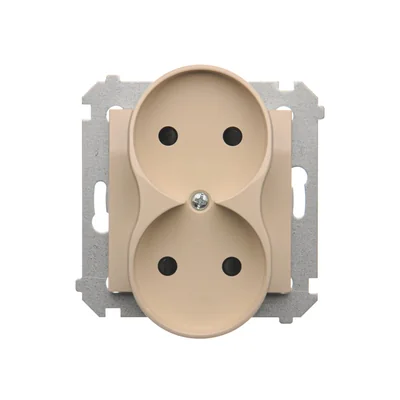 Toma de corriente doble para marcos naturales 230V, crema