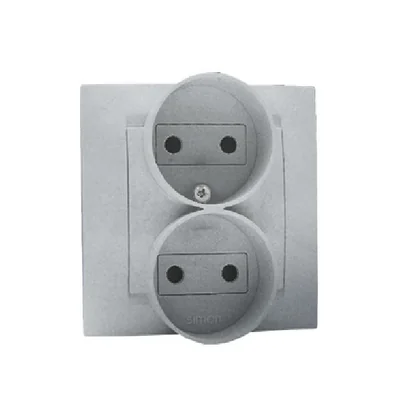 Toma de corriente doble sin toma de tierra con persianas para el paso de corriente 16A 230V aluminio (metálico)