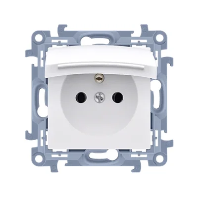 Toma de corriente individual con toma de tierra IP44 con junta (módulo) 16A 230V blanco con tapa