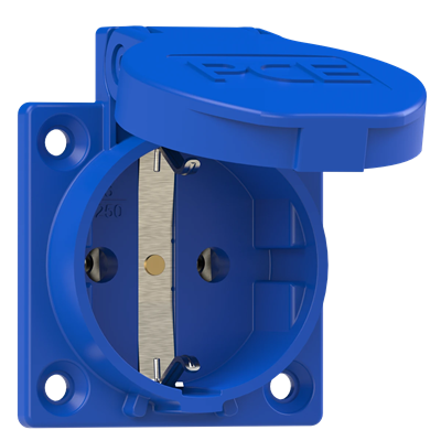 Toma de corriente panel 230V SCHUKO azul entrada de cables trasera (estándar) IP55
