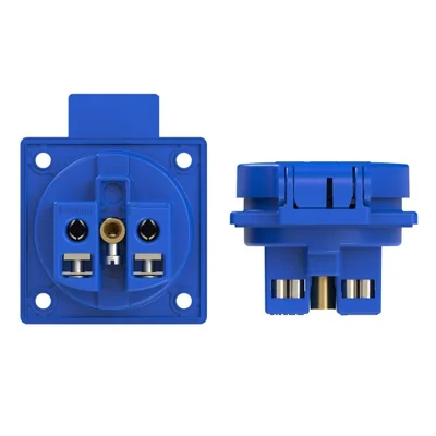 Toma de corriente panel 230V SCHUKO azul entrada de cables trasera (estándar) IP55