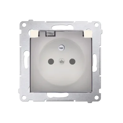 Toma de corriente para versión IP44 con persiana. para múltiples cuadros (módulo) 16A 250V trampilla trans. crema