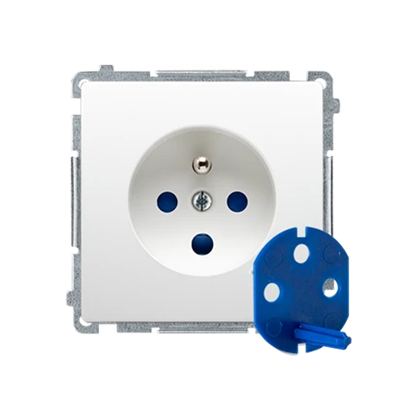 Toma de DATOS con puesta a tierra y llave de autorización (módulo) 16A 250V blanco