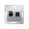 Toma de ordenador doble RJ45 categoría 6 con guardapolvo (módulo) plateado (metálico)