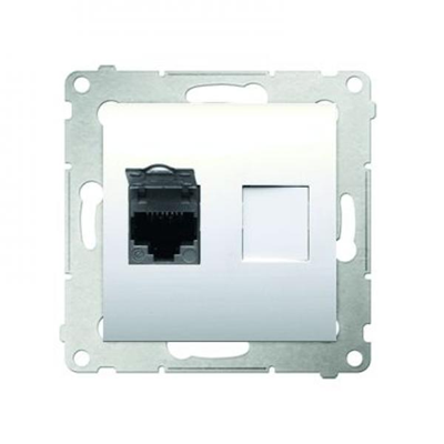 Toma de ordenador individual RJ45 categoría 6, apantallada, con cubierta antipolvo (módulo) color crema