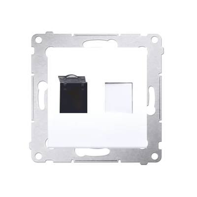Toma de ordenador individual RJ45 categoría 6 con guardapolvo (módulo) blanco
