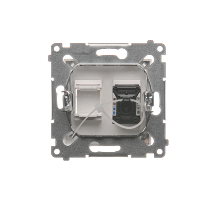 Toma de ordenador individual RJ45 categoría 6 con guardapolvo (módulo) blanco