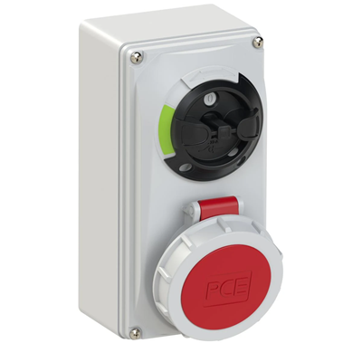 Toma de panel con interruptor 16A 3P+Z 230V 50/60Hz 6h IP67