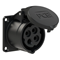 Toma de panel recta 16A 3P+Z 500V 50/60Hz 7h IP44, brida 65X65, distancia entre tornillos 52X52