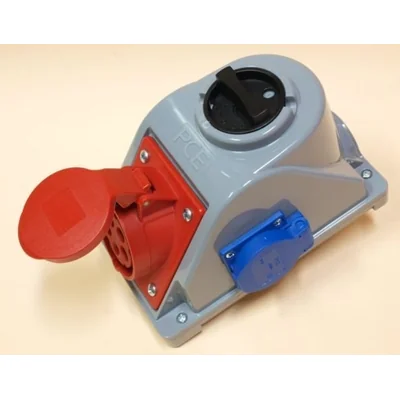 Toma fija COMBO-POL con pin 16A 5P+2P+Z (0-1) IP44