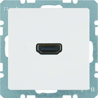 Toma HDMI Q.1/Q.3 con conexión de 90°, blanco terciopelo