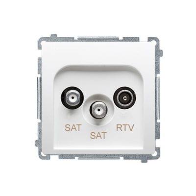 Toma (módulo) de antena satélite SAT-SAT-RTV de doble terminal, blanco