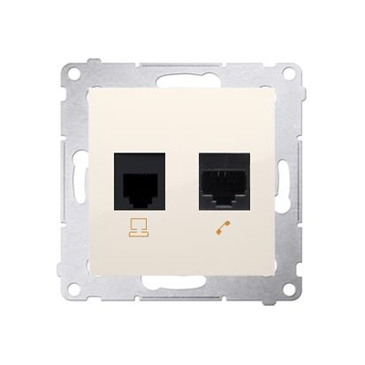 Toma ordenador RJ45 cat.5e + RJ12 (módulo) crema