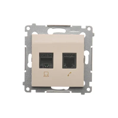 Toma ordenador RJ45 cat.5e + RJ12 (módulo) crema