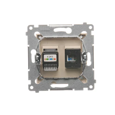 Toma ordenador RJ45 cat.5e + RJ12 (módulo) crema
