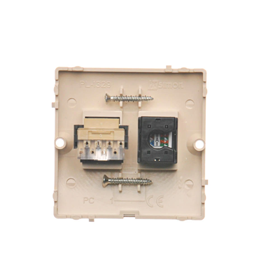 Toma ordenador SIMON BASIC RJ45 categoría 5e + toma (módulo) teléfono RJ11 beige