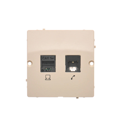 Toma ordenador SIMON BASIC RJ45 categoría 5e + toma (módulo) teléfono RJ11 beige