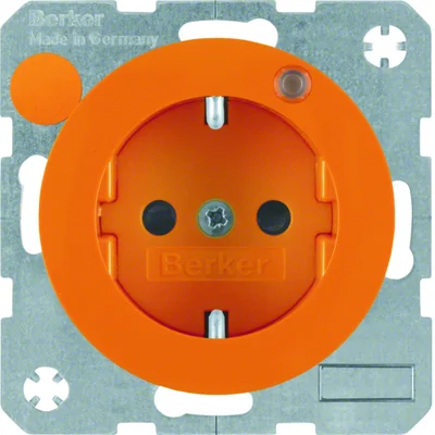 Toma R.1 con puesta a tierra e indicador LED naranja