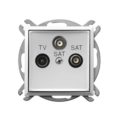 Toma RTV-SAT con dos salidas SAT, blanco