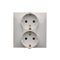 Toma Schuko con doble persiana, 16A, 250V, terminales de tornillo, blanco
