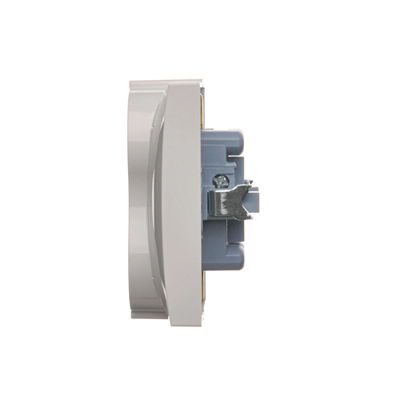 Toma Schuko con doble persiana, 16A, 250V, terminales de tornillo, blanco