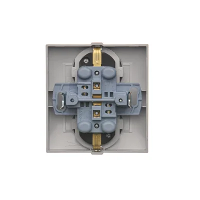 Toma Schuko con doble persiana 16A, 250V, terminales de tornillo, plata (metálico)