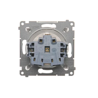 Toma schuko con persianas (módulo) 16A, 250V, conectores rápidos, blanco