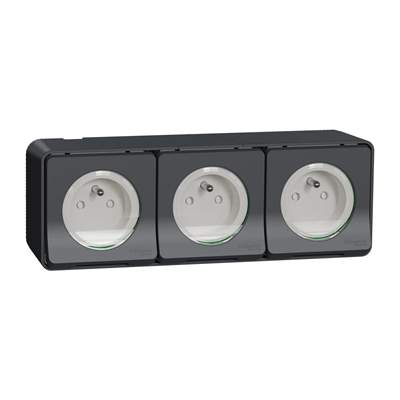 Toma triple MUREVA STYL IP55 2P+PE antracita