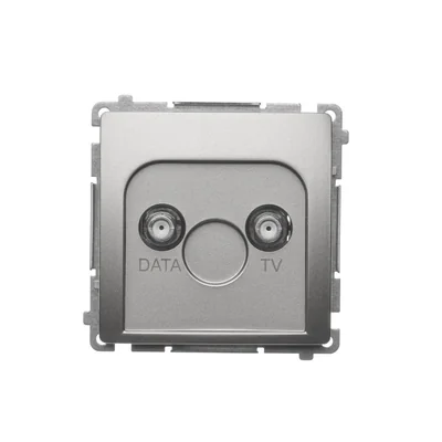 Toma TV-DATA, dos puertos de salida tipo "F" (módulo), metalizado satinado