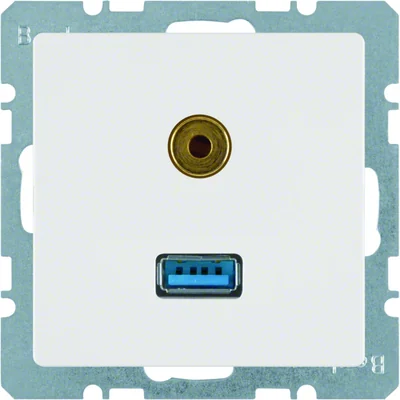 Toma USB Q.1/Q.3/jack 3,5 mm blanco