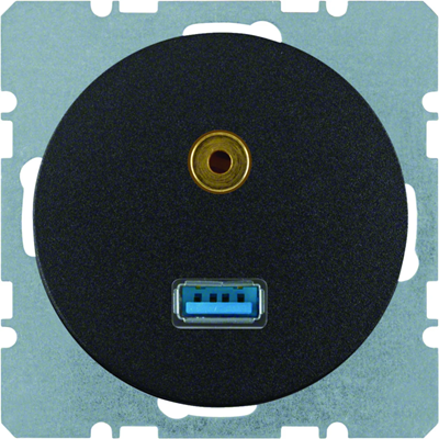 Toma USB R.1/R.3/jack 3,5 mm, negro brillante