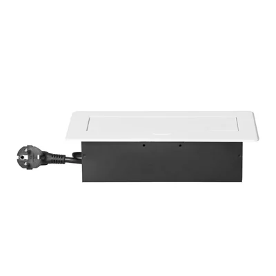 Tomas de corriente empotradas en la encimera con borde plano fresado, cargador USB y cable de 1,5 m, 2x2P+Z, 2xUSB (tipo A+C; 3,6 A), blanco