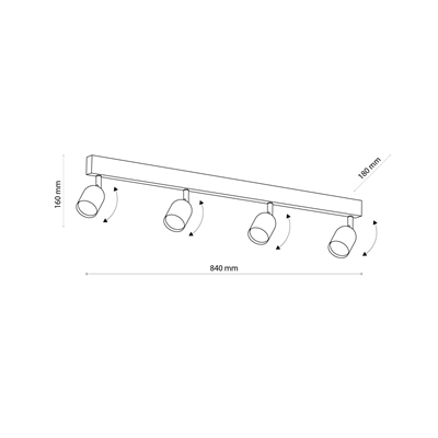 TOP GOLD Vierfachstrahler cm B GU10 IP20 Gold