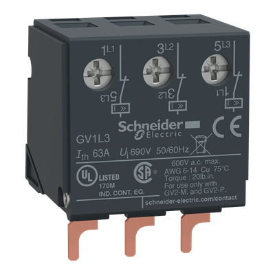 Top-mounted current limiter for GV motor breaker
