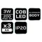 Torcia a batteria con 3 batterie AA e LED COB da 200 lm.