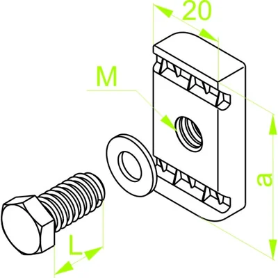Tornillo para montar escaleras, longitud 25 mm, diámetro 10 mm