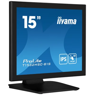 Touchscreen-POS-Monitor iiyama T1532MSC-B1S 15" 4:3 /VGA HDMI DP/ IP43, Lautsprecher