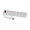 Tragbare 6-fach-Steckdosenleiste, 6x2P+Z, weiß, mit beleuchtetem Schalter, 250 V~/10 A, 3x1 mm² PVC, 1,5 m, mit geformtem, abgewinkeltem UNISCHUKO-Stecker und Befestigungslöchern, Classic PSN-601.5W