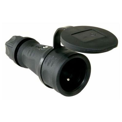Tragbare Steckdose mit Erdungsstift TOP TAURUS-Serie mit Stecker 16A 2P+E 230V 50/60Hz IP44, schwarz